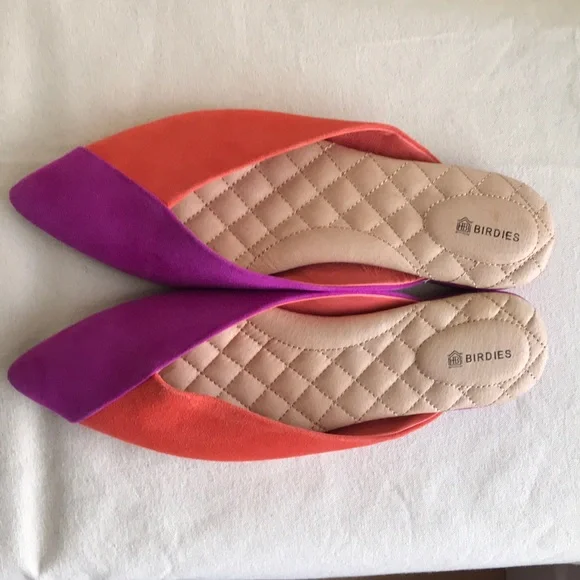 EUC Birdie’s size 9 The Swan slippers. Pink and orange Sangria flats pointed toe - Picture 2 of 13